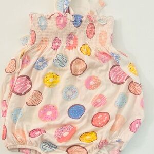 Angel Dear Bamboo Smocked Sunsuit Romper In Pink Donut 🍩